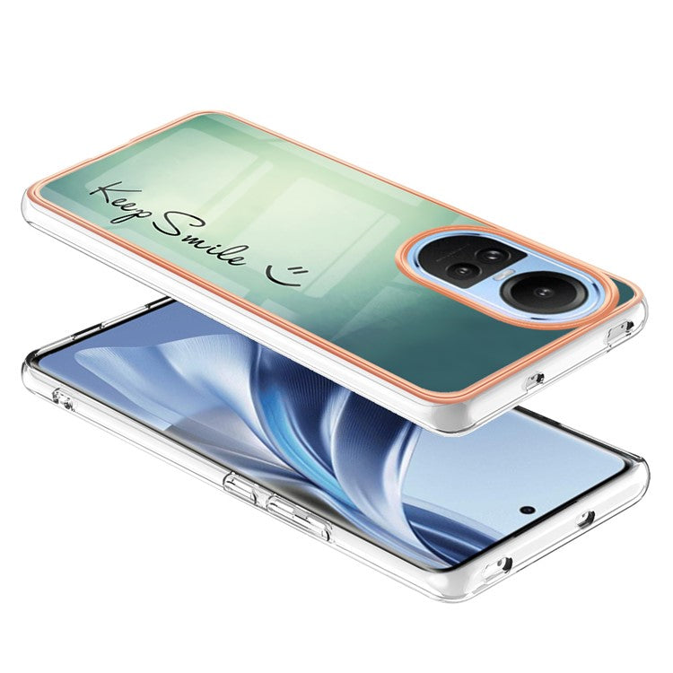 YB IMD Series-19 Style D Electroplating Cover for Oppo Reno10 5G (Global) IMD Pattern 2.0mm TPU Phone Case - Keep Smile