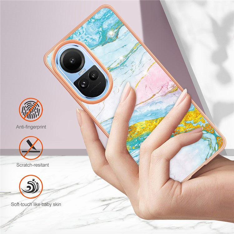 YB IMD Series-2 for Oppo Reno10 5G (Global) Electroplated TPU Case Marble Pattern IMD Protective Phone Cover - Green 004