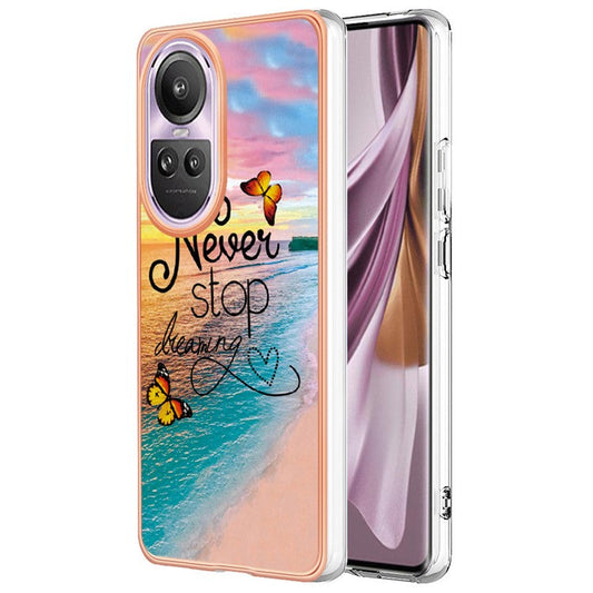 YB IMD Series-1 Electroplating Soft TPU Case for Oppo Reno10 Pro 5G (Global) Marble Floral Pattern IMD Anti-Scratch Phone Cover - Never Stop Dreaming