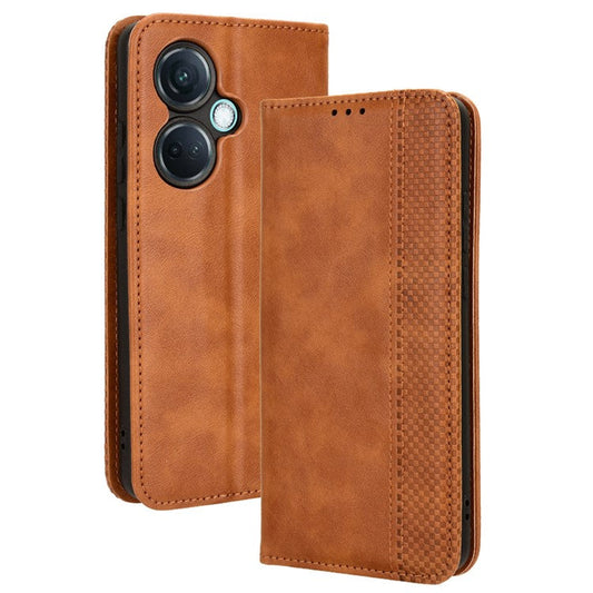 For OnePlus Nord CE3 5G / Oppo K11 5G Phone Wallet Case Retro PU Leather Stand Cell Phone Cover - Brown