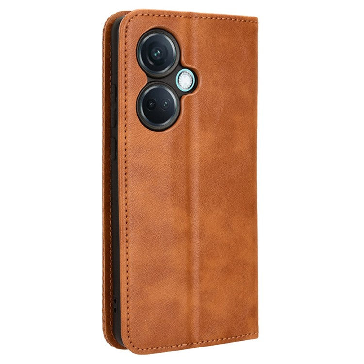 For OnePlus Nord CE3 5G / Oppo K11 5G Phone Wallet Case Retro PU Leather Stand Cell Phone Cover - Brown