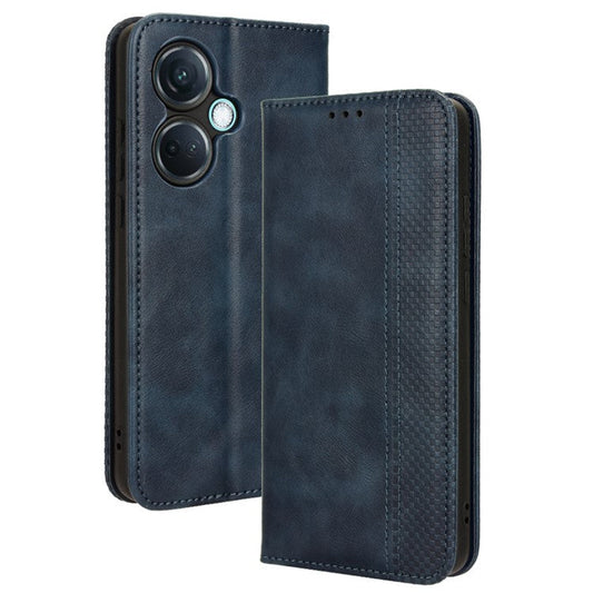 For OnePlus Nord CE3 5G / Oppo K11 5G Phone Wallet Case Retro PU Leather Stand Cell Phone Cover - Blue