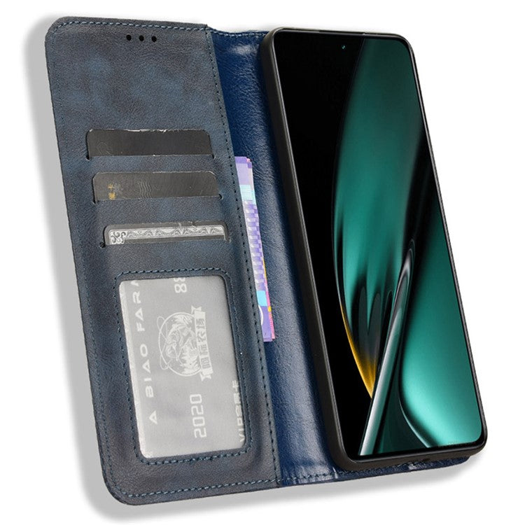 For OnePlus Nord CE3 5G / Oppo K11 5G Phone Wallet Case Retro PU Leather Stand Cell Phone Cover - Blue