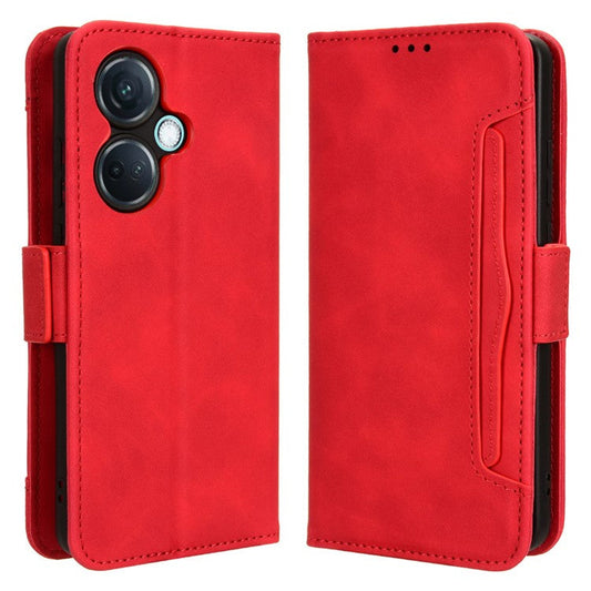 For OnePlus Nord CE3 5G / Oppo K11 5G PU Leather Wallet Phone Case Shockproof Stand Cover with Multiple Card Holder - Red