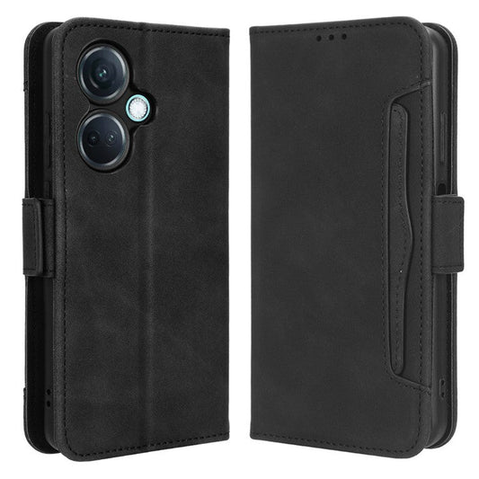 For OnePlus Nord CE3 5G / Oppo K11 5G PU Leather Wallet Phone Case Shockproof Stand Cover with Multiple Card Holder - Black