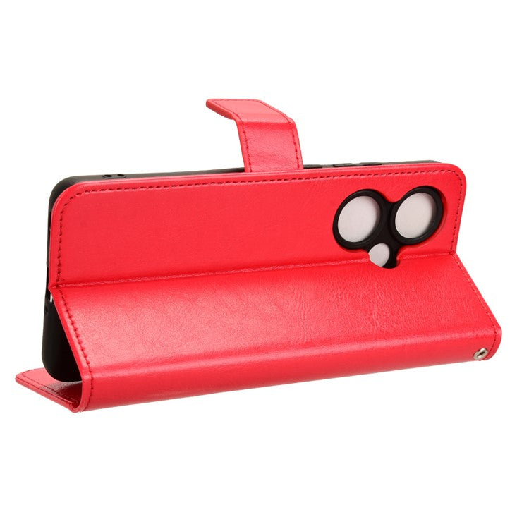 For OnePlus Nord CE3 5G / Oppo K11 5G Wallet Phone Cover Crazy Horse Texture Stand Leather Case - Red