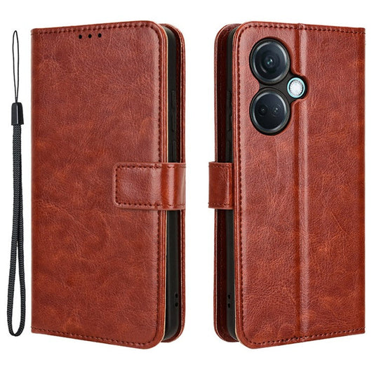 For OnePlus Nord CE3 5G / Oppo K11 5G Wallet Phone Cover Crazy Horse Texture Stand Leather Case - Brown
