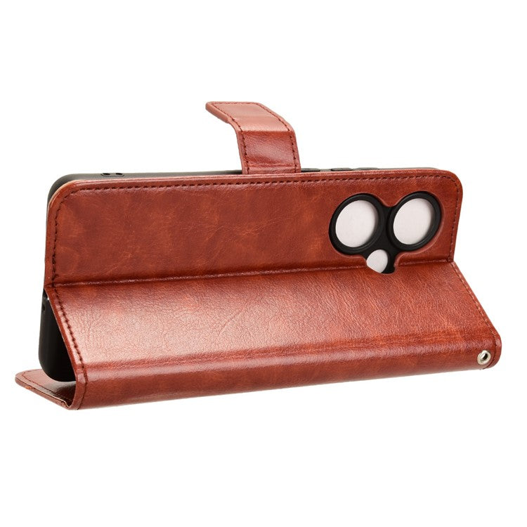 For OnePlus Nord CE3 5G / Oppo K11 5G Wallet Phone Cover Crazy Horse Texture Stand Leather Case - Brown