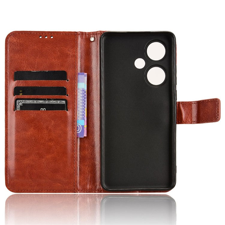 For OnePlus Nord CE3 5G / Oppo K11 5G Wallet Phone Cover Crazy Horse Texture Stand Leather Case - Brown