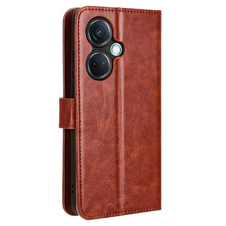 For OnePlus Nord CE3 5G / Oppo K11 5G Wallet Phone Cover Crazy Horse Texture Stand Leather Case - Brown