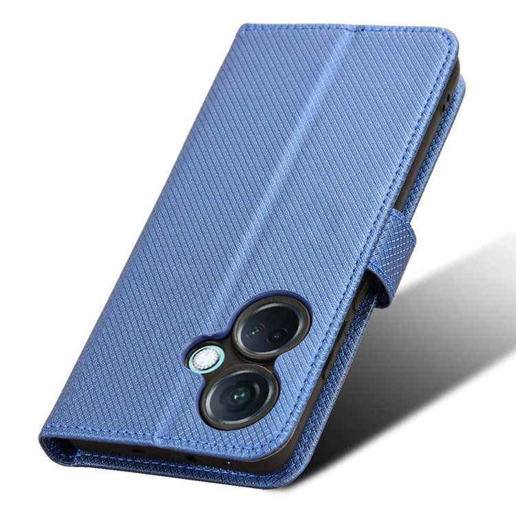 For OnePlus Nord CE3 5G / Oppo K11 5G Wallet Phone Case Stand Diamond Texture Phone Leather Cover - Blue