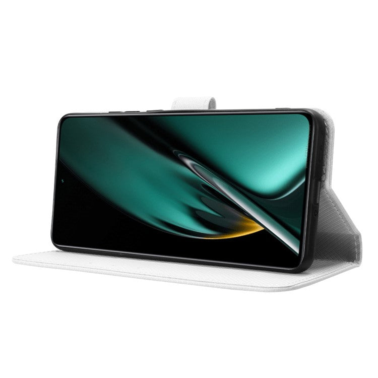 For OnePlus Nord CE3 5G / Oppo K11 5G Wallet Phone Case Stand Diamond Texture Phone Leather Cover - White