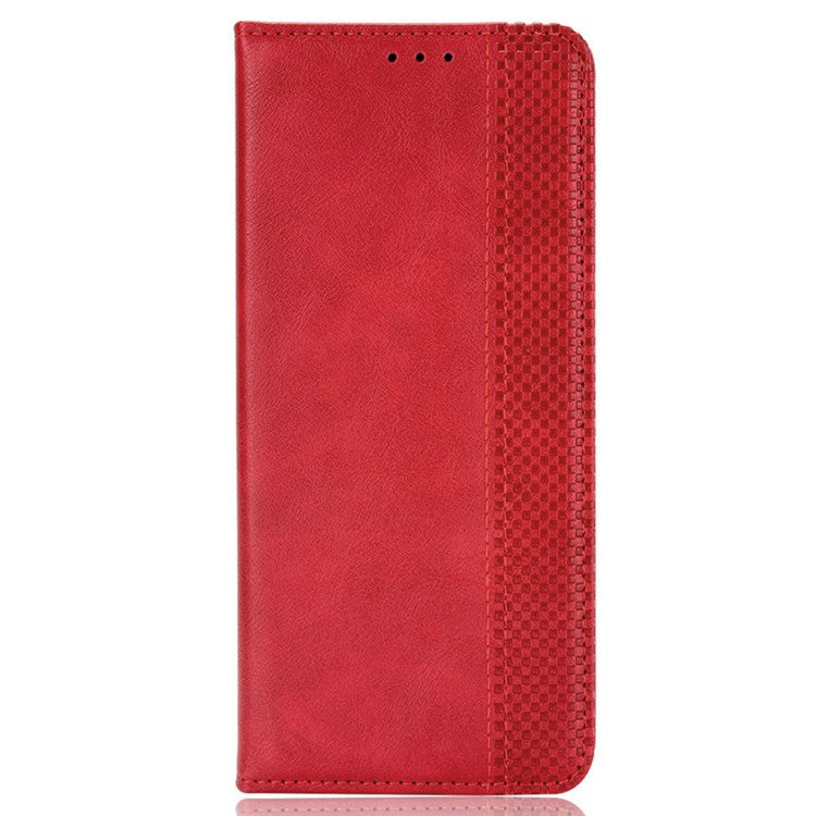 Stand Wallet Phone Case for Oppo A78 4G , Retro PU Leather + TPU Protective Phone Cover - Red