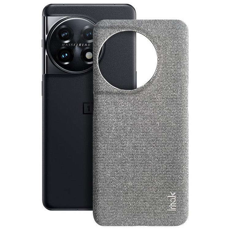 IMAK Ruiyi Series Cloth Texture Phone Case for OnePlus 11 5G , PU Leather + PC Ultra Thin Protective Cover - Light Grey