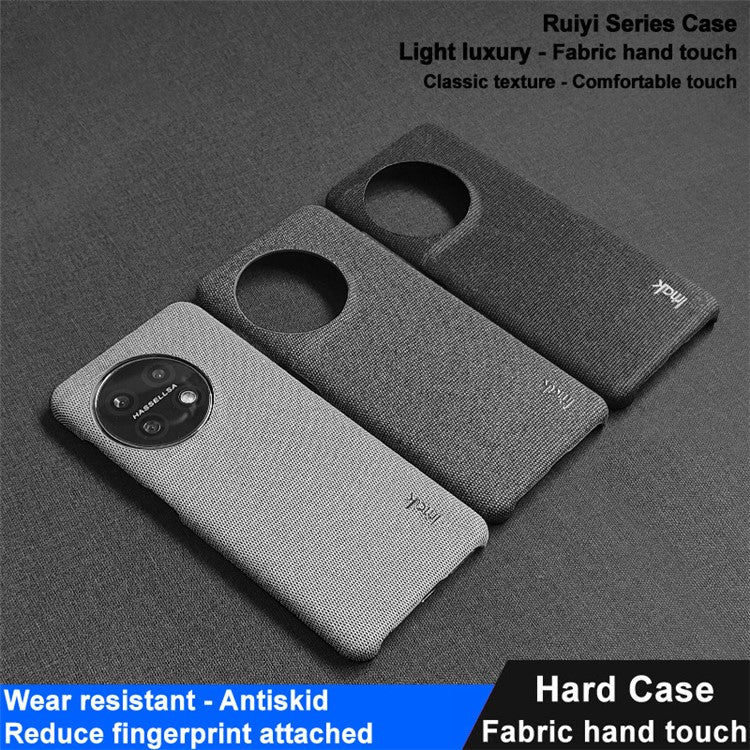IMAK Ruiyi Series Cloth Texture Phone Case for OnePlus 11 5G , PU Leather + PC Ultra Thin Protective Cover - Light Grey