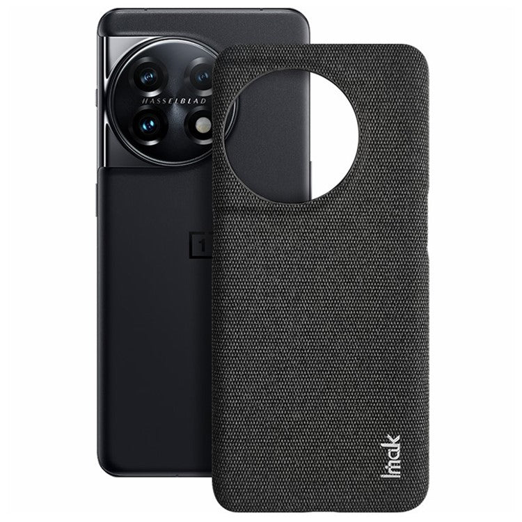 IMAK Ruiyi Series Cloth Texture Phone Case for OnePlus 11 5G , PU Leather + PC Ultra Thin Protective Cover - Black
