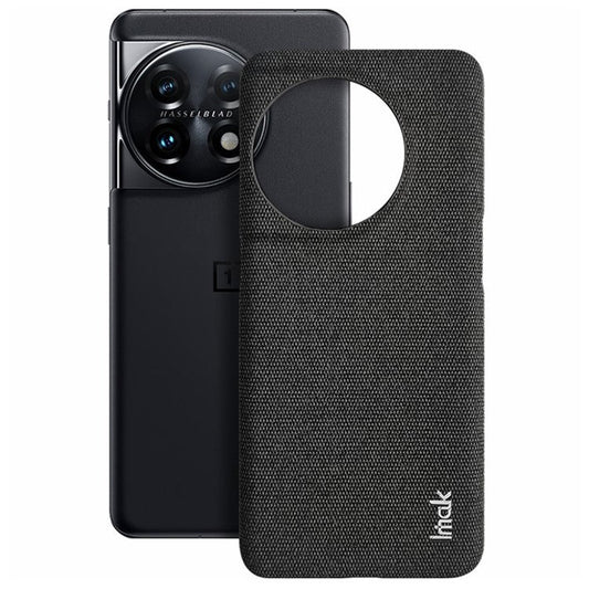IMAK Ruiyi Series Cloth Texture Phone Case for OnePlus 11 5G , PU Leather + PC Ultra Thin Protective Cover - Black