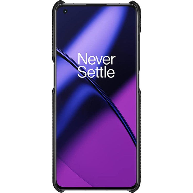 IMAK Ruiyi Series Cloth Texture Phone Case for OnePlus 11 5G , PU Leather + PC Ultra Thin Protective Cover - Black