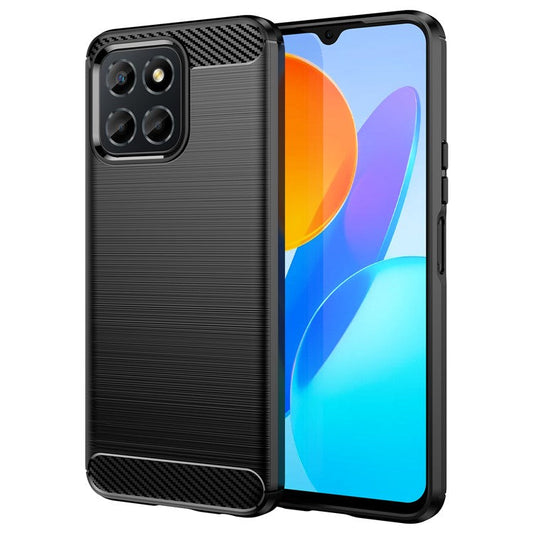 TPU Phone Case for Honor X8 5G / X6 4G / X6 5G / X6s 4G / Play 30 / Play6C 4G / 70 Lite 5G / X8a 5G , Brushed Carbon Fiber Texture Protective Cover - Black