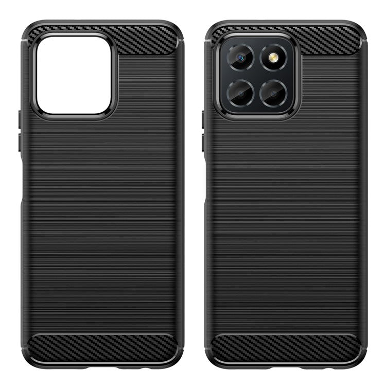 TPU Phone Case for Honor X8 5G / X6 4G / X6 5G / X6s 4G / Play 30 / Play6C 4G / 70 Lite 5G / X8a 5G , Brushed Carbon Fiber Texture Protective Cover - Black