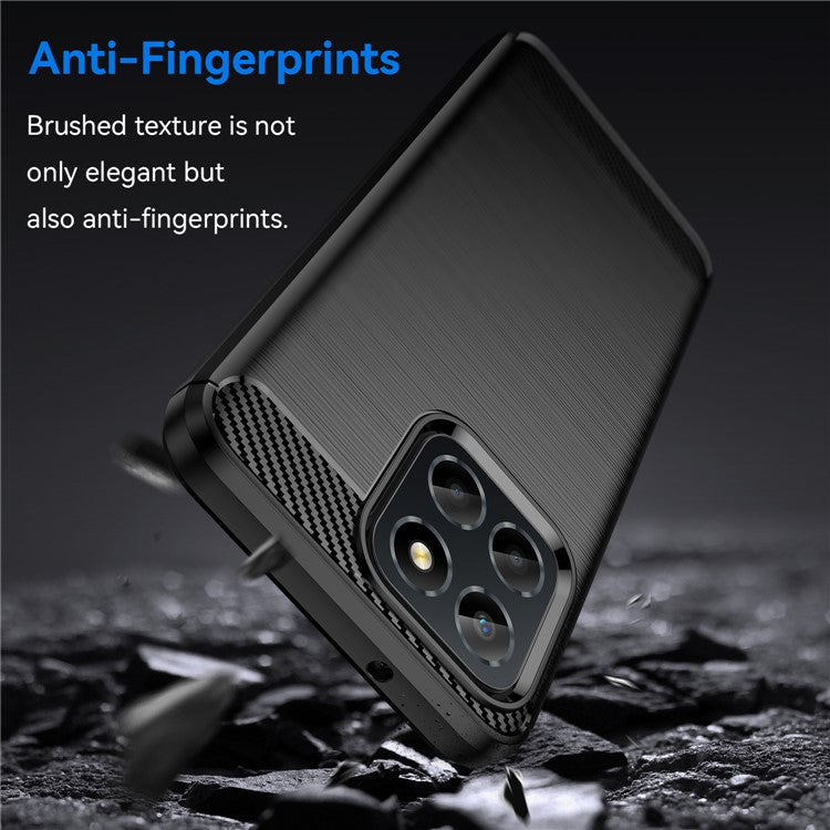 TPU Phone Case for Honor X8 5G / X6 4G / X6 5G / X6s 4G / Play 30 / Play6C 4G / 70 Lite 5G / X8a 5G , Brushed Carbon Fiber Texture Protective Cover - Black