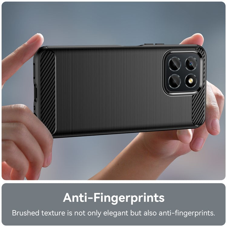 TPU Phone Case for Honor X8 5G / X6 4G / X6 5G / X6s 4G / Play 30 / Play6C 4G / 70 Lite 5G / X8a 5G , Brushed Carbon Fiber Texture Protective Cover - Black