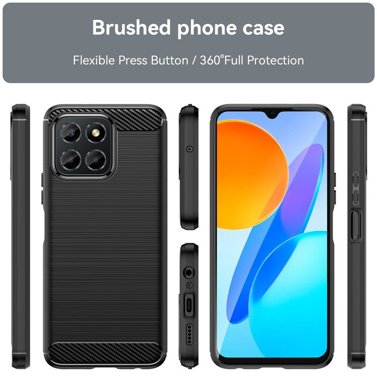 TPU Phone Case for Honor X8 5G / X6 4G / X6 5G / X6s 4G / Play 30 / Play6C 4G / 70 Lite 5G / X8a 5G , Brushed Carbon Fiber Texture Protective Cover - Black