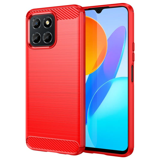 TPU Phone Case for Honor X8 5G / X6 4G / X6 5G / X6s 4G / Play 30 / Play6C 4G / 70 Lite 5G / X8a 5G , Brushed Carbon Fiber Texture Protective Cover - Red