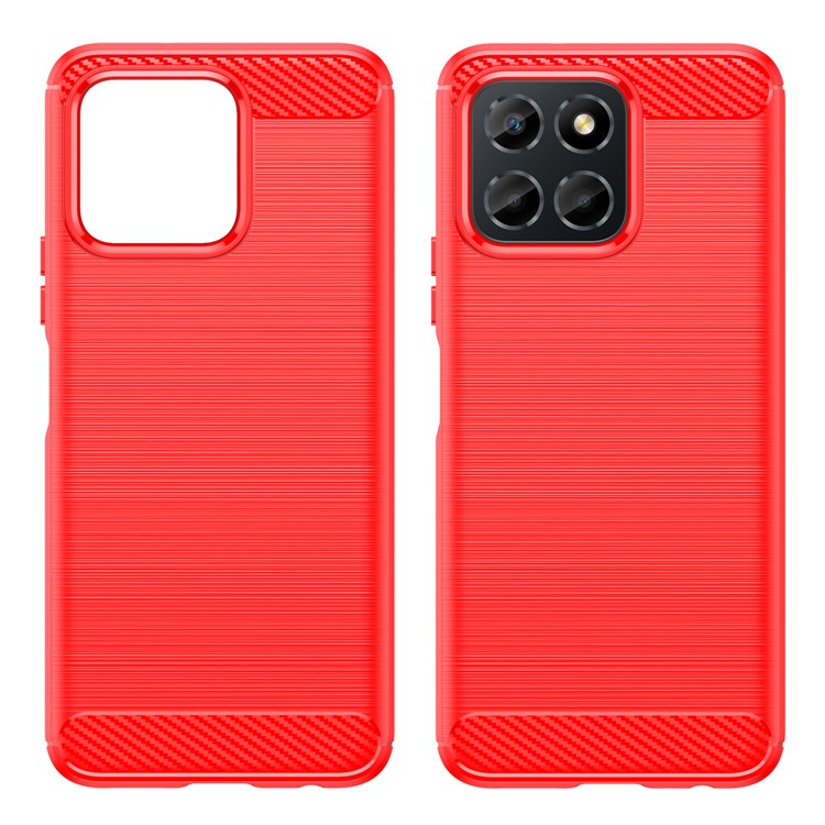 TPU Phone Case for Honor X8 5G / X6 4G / X6 5G / X6s 4G / Play 30 / Play6C 4G / 70 Lite 5G / X8a 5G , Brushed Carbon Fiber Texture Protective Cover - Red