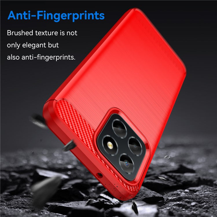 TPU Phone Case for Honor X8 5G / X6 4G / X6 5G / X6s 4G / Play 30 / Play6C 4G / 70 Lite 5G / X8a 5G , Brushed Carbon Fiber Texture Protective Cover - Red