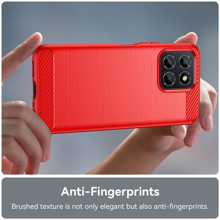 TPU Phone Case for Honor X8 5G / X6 4G / X6 5G / X6s 4G / Play 30 / Play6C 4G / 70 Lite 5G / X8a 5G , Brushed Carbon Fiber Texture Protective Cover - Red