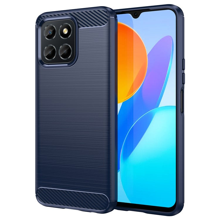 TPU Phone Case for Honor X8 5G / X6 4G / X6 5G / X6s 4G / Play 30 / Play6C 4G / 70 Lite 5G / X8a 5G , Brushed Carbon Fiber Texture Protective Cover - Blue