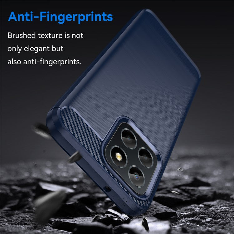 TPU Phone Case for Honor X8 5G / X6 4G / X6 5G / X6s 4G / Play 30 / Play6C 4G / 70 Lite 5G / X8a 5G , Brushed Carbon Fiber Texture Protective Cover - Blue