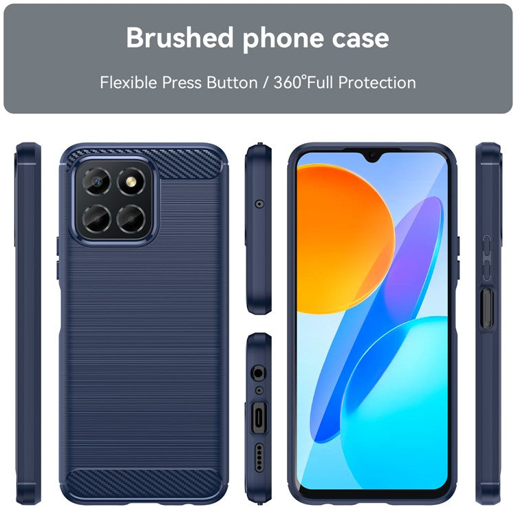 TPU Phone Case for Honor X8 5G / X6 4G / X6 5G / X6s 4G / Play 30 / Play6C 4G / 70 Lite 5G / X8a 5G , Brushed Carbon Fiber Texture Protective Cover - Blue