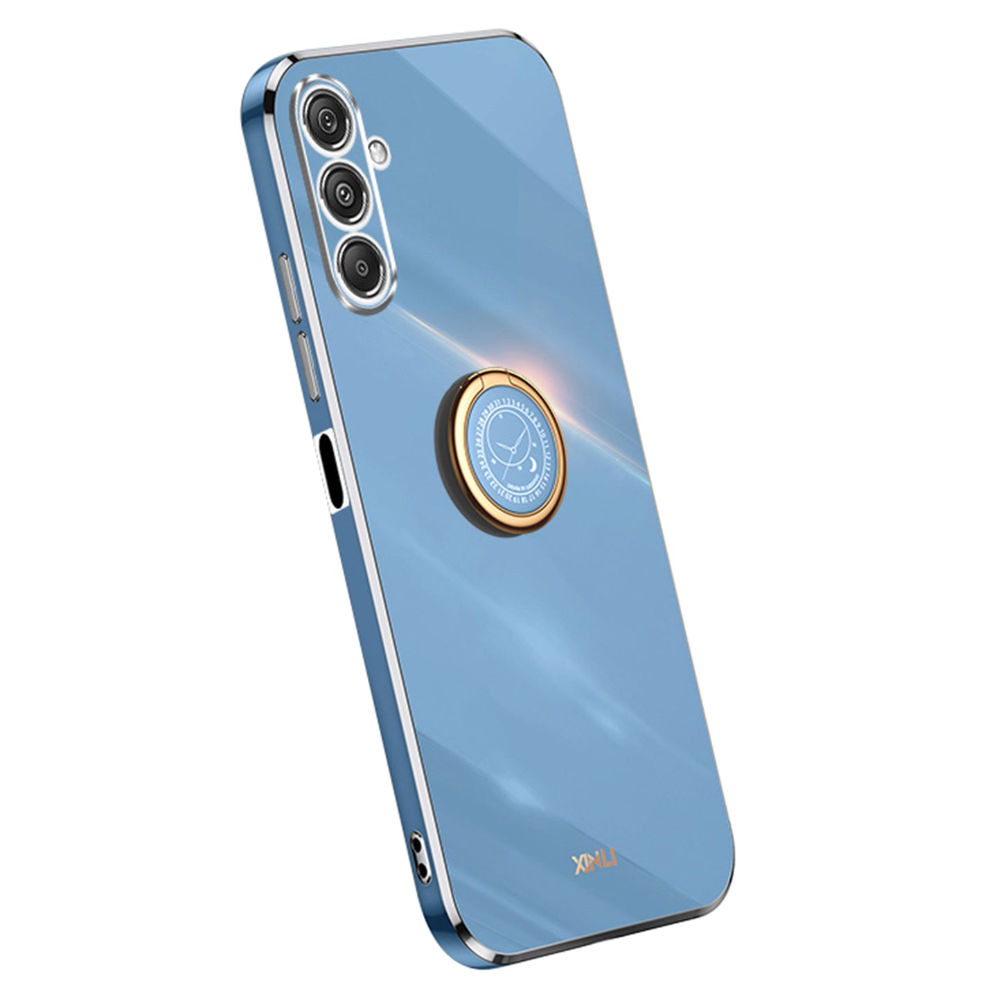 XINLI For Samsung Galaxy F34 5G / M34 5G Ring Kickstand TPU Back Cover Electroplated Anti-scratch Phone Case - Blue