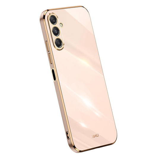 XINLI For Samsung Galaxy F34 5G / M34 5G Electroplated Gold Edge Phone Case TPU Anti-scratch Cover - Pink