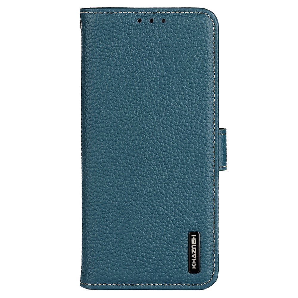 KHAZNEH For Samsung Galaxy F34 5G / M34 5G Phone Wallet Case Litchi Texture Genuine Cow Leather Stand Cover - Green