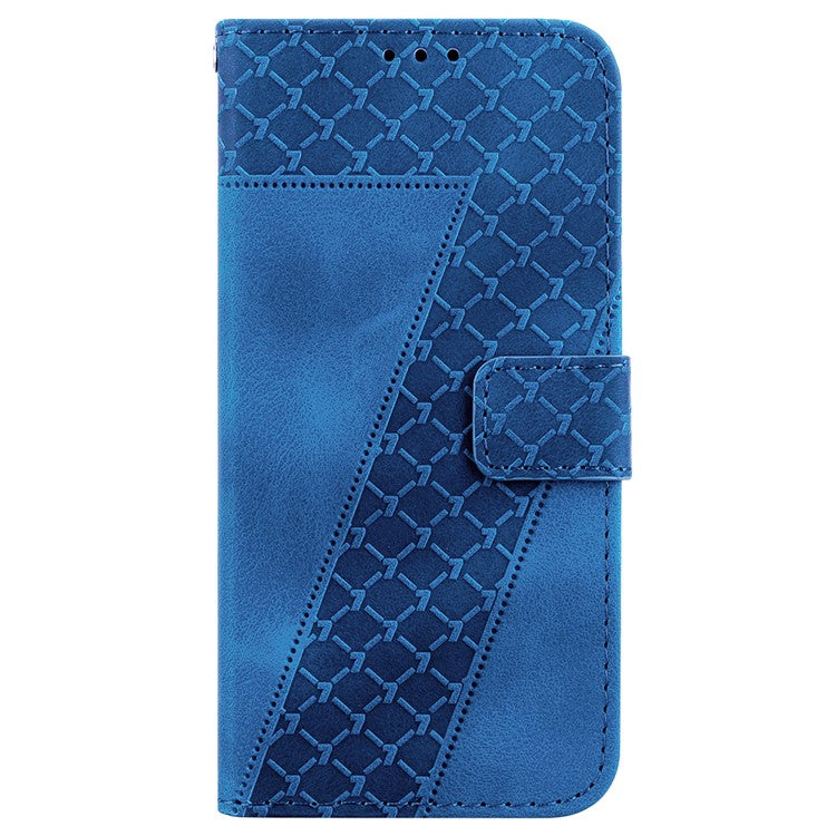 PU Leather Protective Case for OnePlus Nord 3 5G / Ace 2V , Stand 7-Shape Imprinted Wallet Phone Cover - Dark Blue