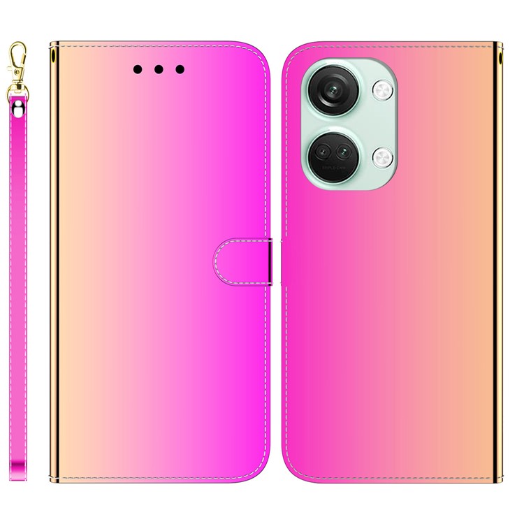For OnePlus Nord 3 5G / Ace 2V Mirror-Like Surface Leather Wallet Case Folding Stand Phone Cover - Rose