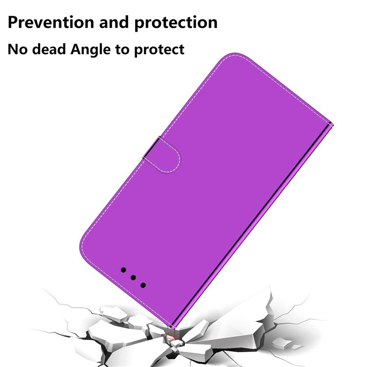 For OnePlus Nord 3 5G / Ace 2V Mirror-Like Surface Leather Wallet Case Folding Stand Phone Cover - Purple