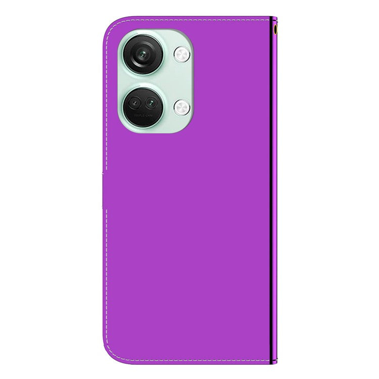 For OnePlus Nord 3 5G / Ace 2V Mirror-Like Surface Leather Wallet Case Folding Stand Phone Cover - Purple