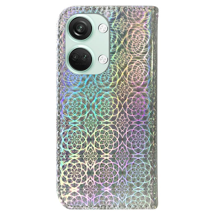 For OnePlus Ace 2V / Nord 3 5G Leather Wallet Stand Case Dazzling Flower Pattern Anti-shock Phone Cover - Grey