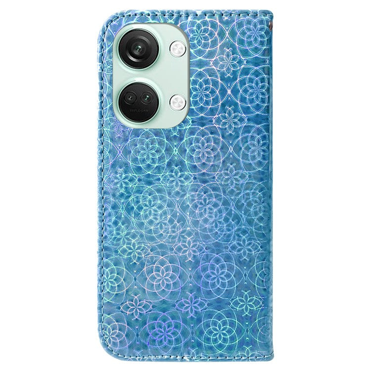 For OnePlus Ace 2V / Nord 3 5G Leather Wallet Stand Case Dazzling Flower Pattern Anti-shock Phone Cover - Blue