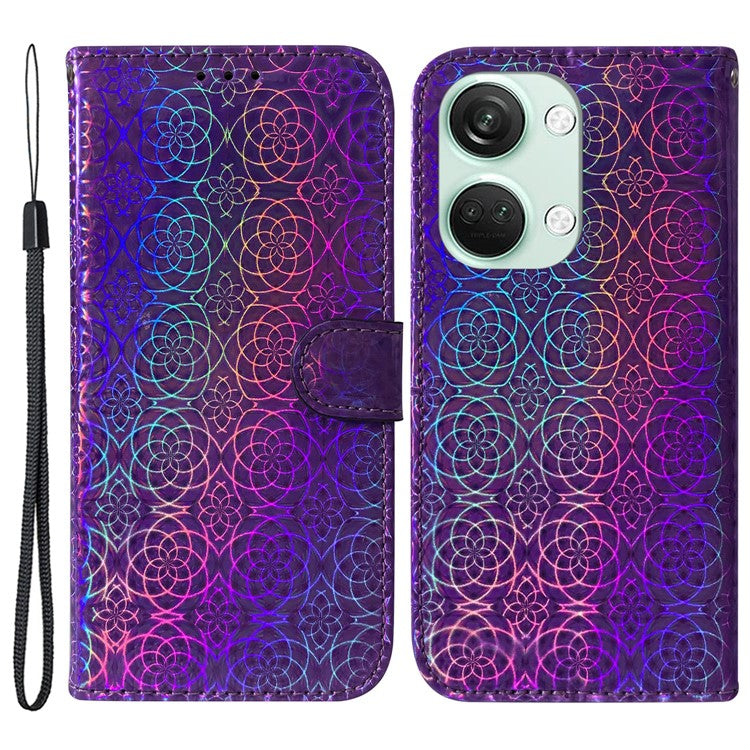 For OnePlus Ace 2V / Nord 3 5G Leather Wallet Stand Case Dazzling Flower Pattern Anti-shock Phone Cover - Purple