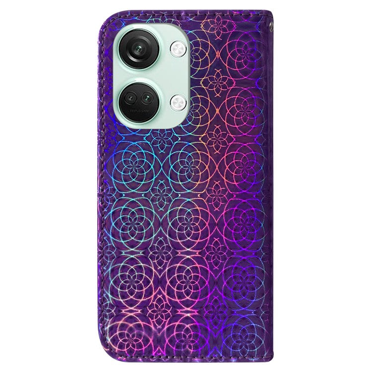 For OnePlus Ace 2V / Nord 3 5G Leather Wallet Stand Case Dazzling Flower Pattern Anti-shock Phone Cover - Purple