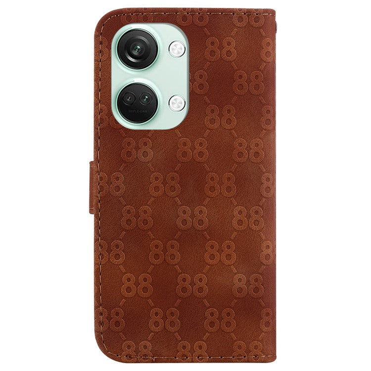 For OnePlus Nord 3 5G / Ace 2V Full Protection Leather Wallet Stand Case Double 8-Shape Imprint Phone Cover - Brown