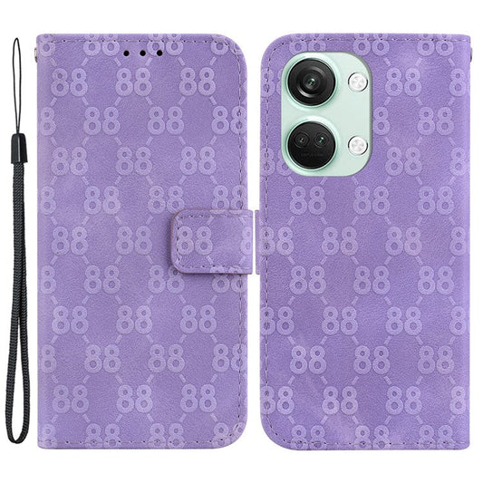 For OnePlus Nord 3 5G / Ace 2V Full Protection Leather Wallet Stand Case Double 8-Shape Imprint Phone Cover - Purple