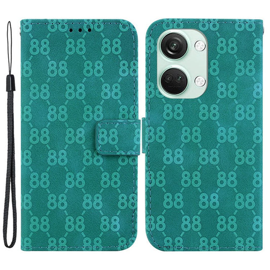 For OnePlus Nord 3 5G / Ace 2V Full Protection Leather Wallet Stand Case Double 8-Shape Imprint Phone Cover - Green