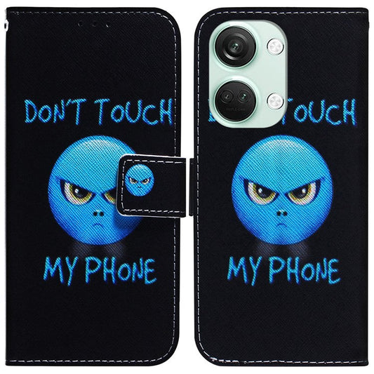 Pattern Printing Wallet Case for OnePlus Nord 3 5G / Ace 2V , PU Leather Stand Shockproof  Phone Cover - Don't Touch My Phone