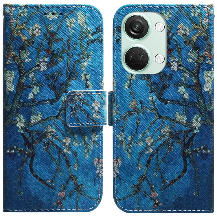 Pattern Printing Wallet Case for OnePlus Nord 3 5G / Ace 2V , PU Leather Stand Shockproof  Phone Cover - Apricot Flowers